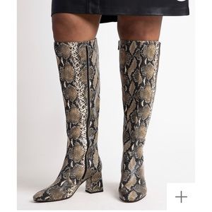 ELOQUII wide calf knee high snake print boots